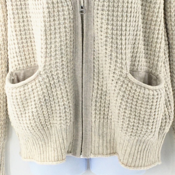 Wilfred Aritzia Cardigan Sweater Oatmeal Wool Alpaca Blend Zip Front Sz XXS - Picture 4 of 12